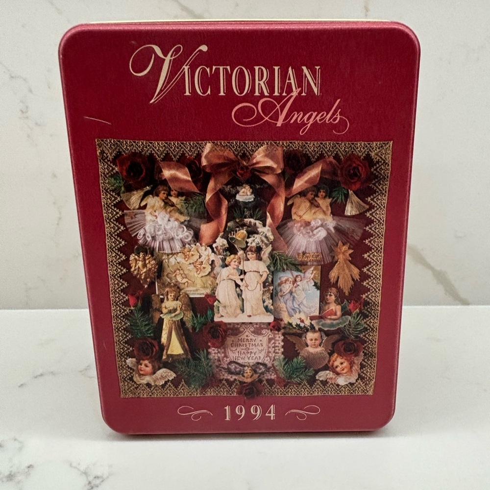 Vintage Sealed Hallmark Victorian Angels Puzzle in Tin Festive Christmas Scene